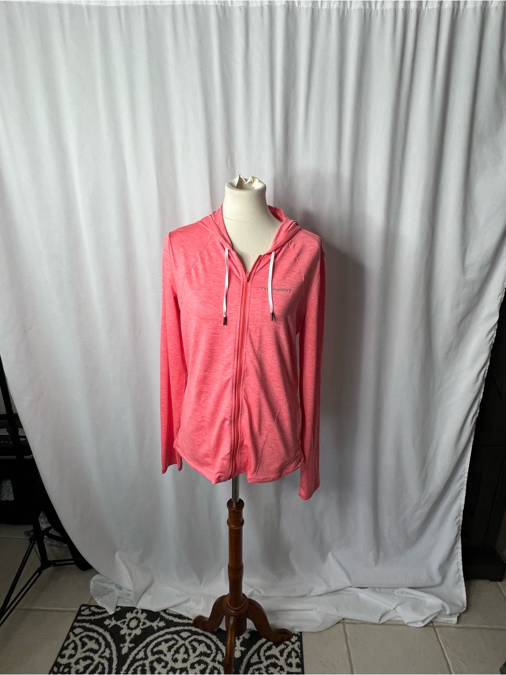 Tunaskin Pink Zip-Up Athletic Hoodie | Lightweight Activewear | XL